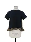 Sacai Round Neck Short Sleeve T-shirt In Black