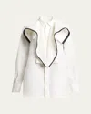 Sacai Paneled Grosgrain-trimmed Silk And Cotton-blend Shirt In Off White