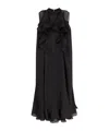 Sacai Sleeveless Turtleneck Midi Dress With Ruffled Sheer Panels In Black