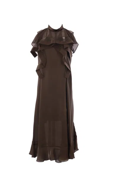 Sacai Sleeveless Chiffon Dress In Green