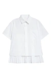 Sacai Ruffle Poplin Shirt In Off White