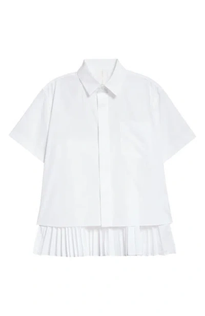 Sacai Ruffle Poplin Shirt In Off White