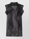 Sacai Ruffle Sheer Sleeveless Top In Black