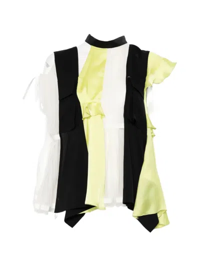 Sacai Ruffled Blouse In Black