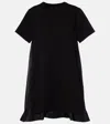Sacai Ruffled Cotton Minidress In Black