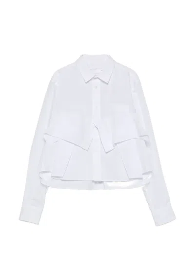 Sacai Ruffled Cropped Shirt In Purple