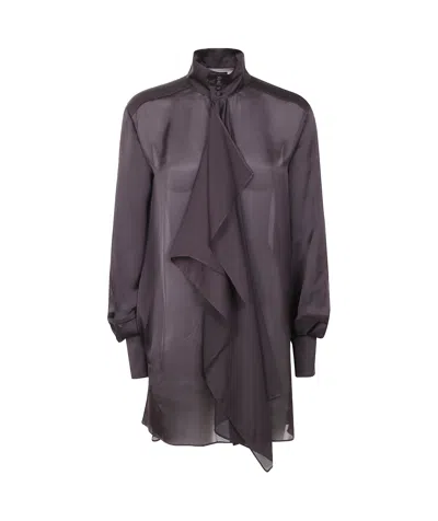 Sacai Ruffled High-neck Blouse In Purple
