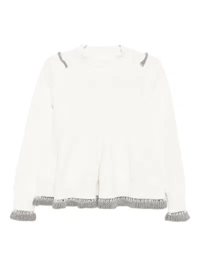 Sacai Ruffled Jumper In White