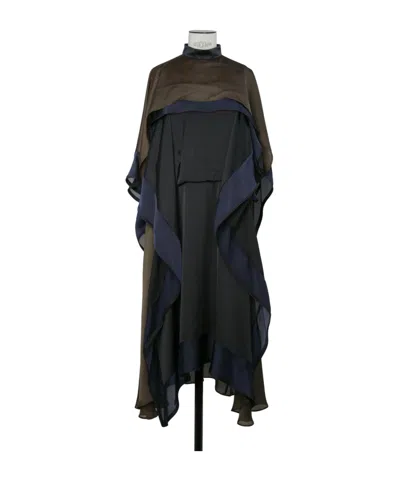 Sacai Ruffled Layered-design Asymmetric Dress In Multi