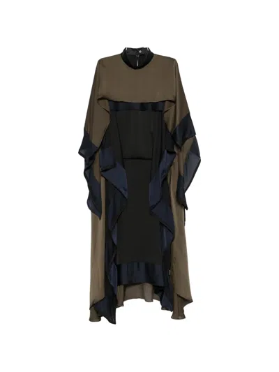 Sacai Ruffled Layered-design Asymmetric Dress In Multi