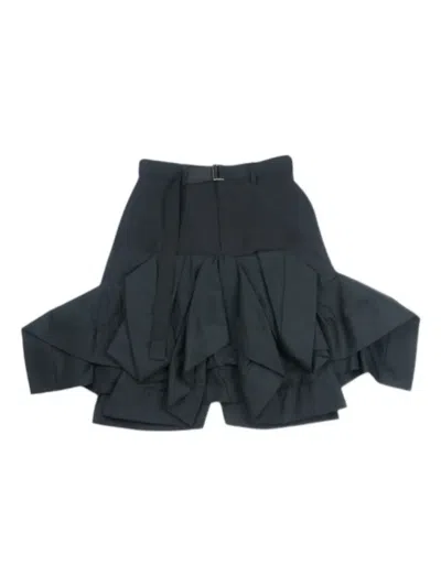 Sacai Ruffled Mini Skirt In Black