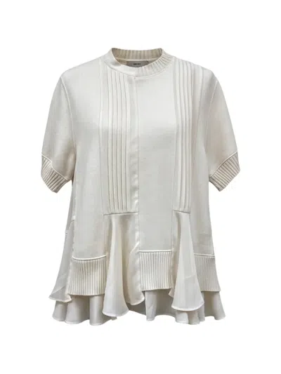 Sacai Ruffled Pleated T-shirt In White