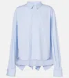 Sacai Ruffled Striped Cotton Poplin Shirt In Blue