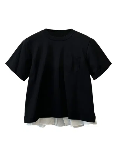 Sacai Ruffled T-shirt In Black
