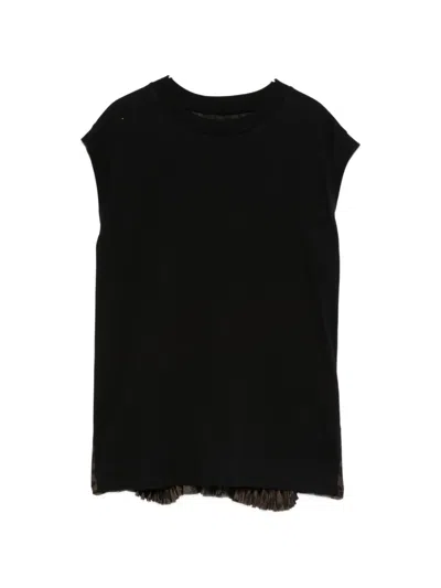 Sacai Ruffled T-shirt In Black
