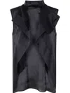 Sacai Asymmetric Ruffle Tank Top In Chiffon In Black