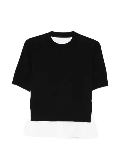 Sacai Ruffled Top In Black