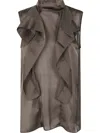 Sacai Asymmetrical Layered Satin Chiffon Tank Top In Brown
