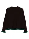 Sacai Ruffled Trim Wool Jumper In Black