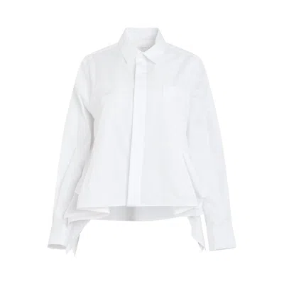 Sacai Rushed Thomas Mason Cotton Poplin Shirt In White