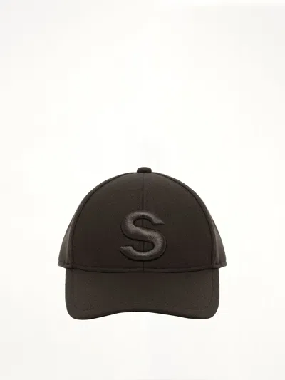 Sacai S Cap Wool Melton In Khaki