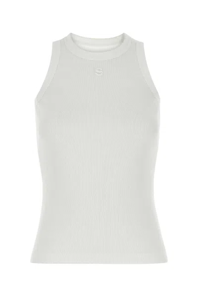 Sacai S Cotton Jersey Tank Top In Neutral