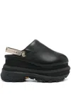 Sacai Sabot Wedge Mules In Black