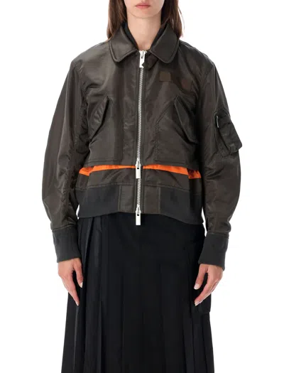 Sacai Nylon Twill Blouson In Brown