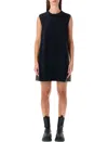 Sacai Short Dress With Contrasting Pleated Back In Black