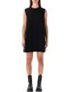 Sacai Short Dress With Contrasting Pleated Back In Orange