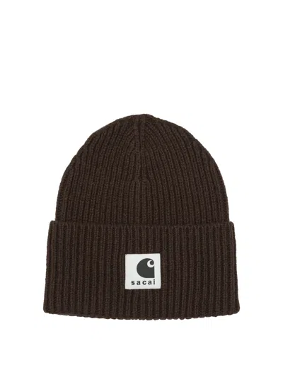 Sacai " X Carhartt Wip" Beanie In Brown