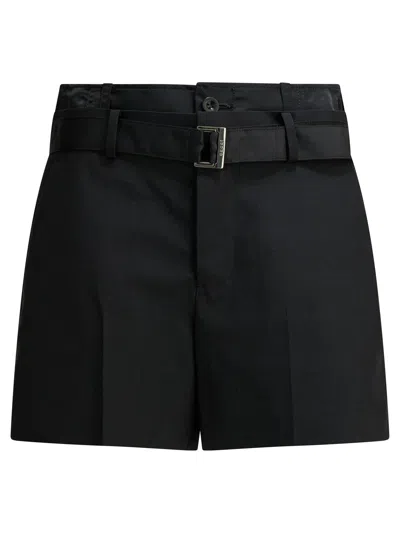 Sacai Straight-leg Black Trousers With Tailored Silhouette And Minimal Detailing