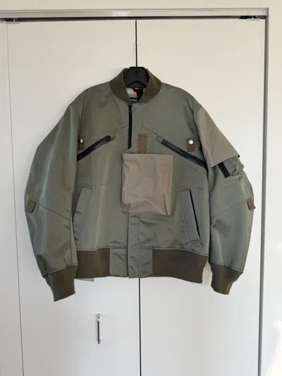 Pre-owned Sacai Sage Bomber Jacket J2762 Ss22 M In Green