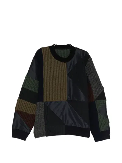 Sacai Saicai X A.p.c. Quilts Sweater In Brown