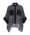 Sacai Satin And Denim Oversized Shirt In Black