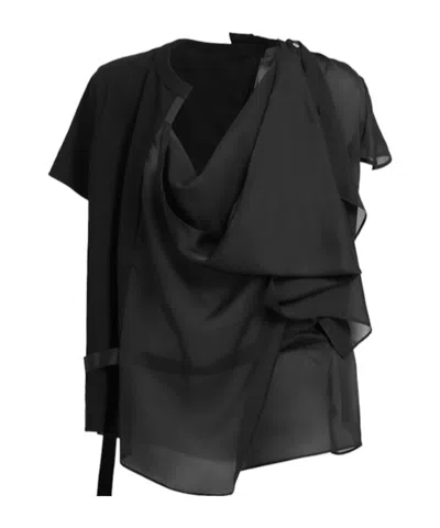 Sacai Satin  Cotton Jersey T-shirt In Black