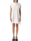 Sacai Mini Dress In Satin Cotton In White