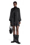 Sacai High-neck Draped Mini Dress In Black