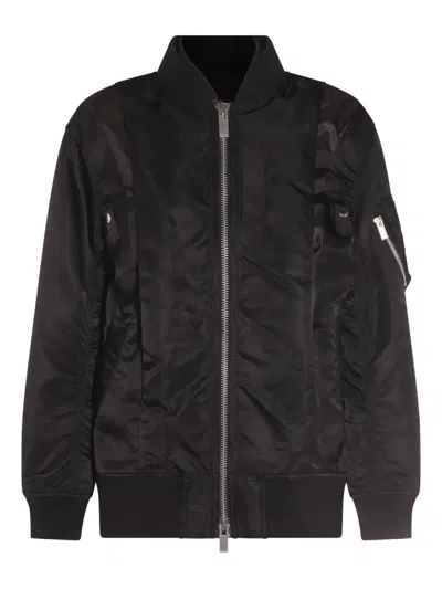 SACAI SATIN-PANEL BOMBER JACKET