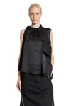 Sacai Asymmetric Satin Top In Black