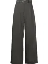 Sacai Satin-stripe Tailored Trousers In Green