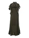 Sacai Satin X Chiffon Dress In Gray