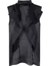 Sacai Asymmetric Ruffle Tank Top In Chiffon In Black