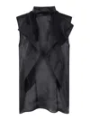 Sacai Asymmetric Ruffle Tank Top In Chiffon In Black