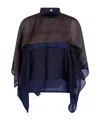 Sacai Sweater Satin X Chiffon Pullover In Blue
