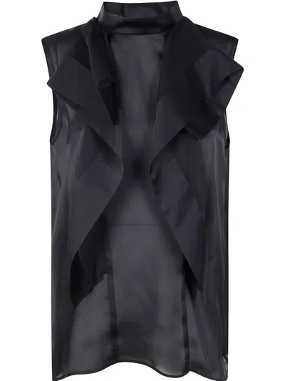 Sacai Satin X Chiffon Pullover Clothing In Black