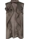 Sacai Asymmetrical Layered Satin Chiffon Tank Top In Green