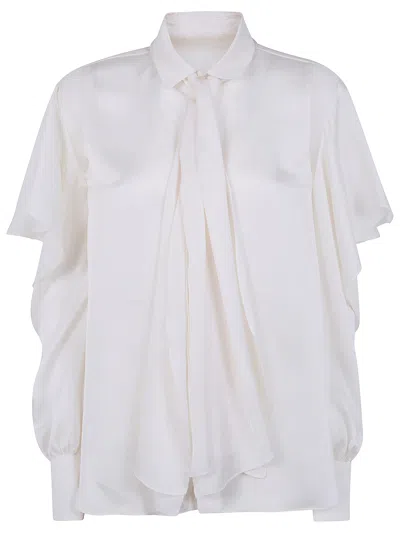 Sacai Satin X Chiffon Shirt In White