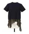 Sacai Satin X Cotton Jersey T-shirt In Blue