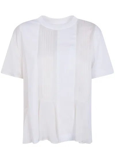Sacai Satin X Cotton Jersey T-shirt In White
